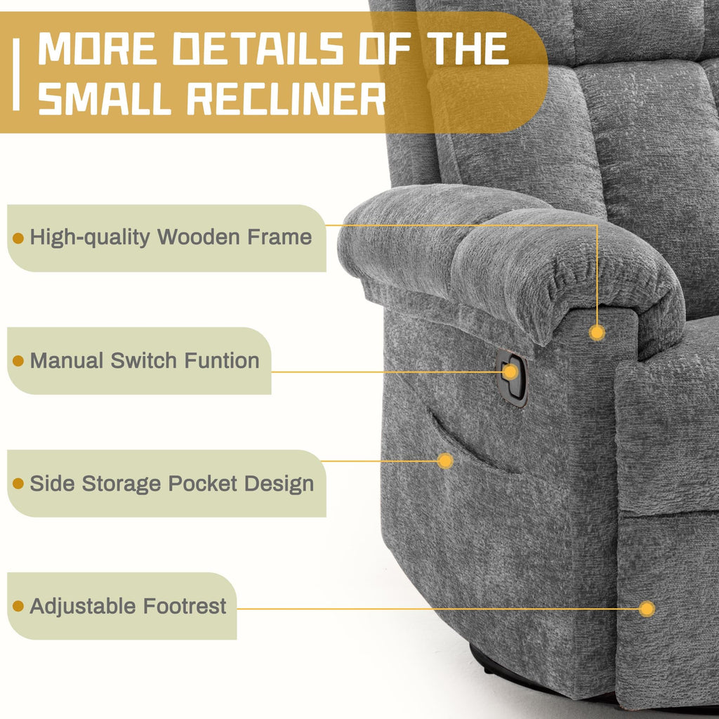 Grey Chenille Swivel Rocker Recliner Chair H455230
