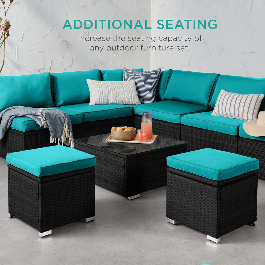 Set of 2 Wicker Ottomans with Storage R550