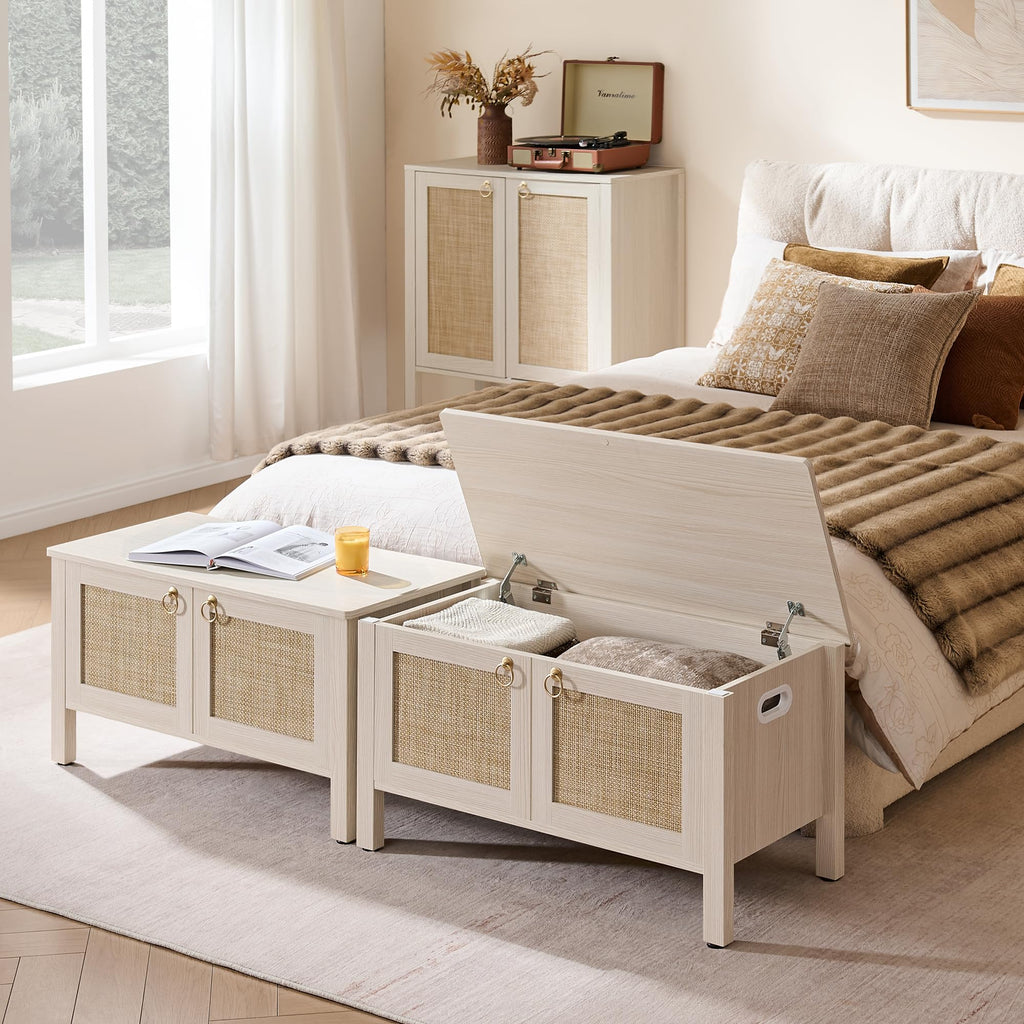 Rattan Storage Bench with 2 Safety Hinges R819781