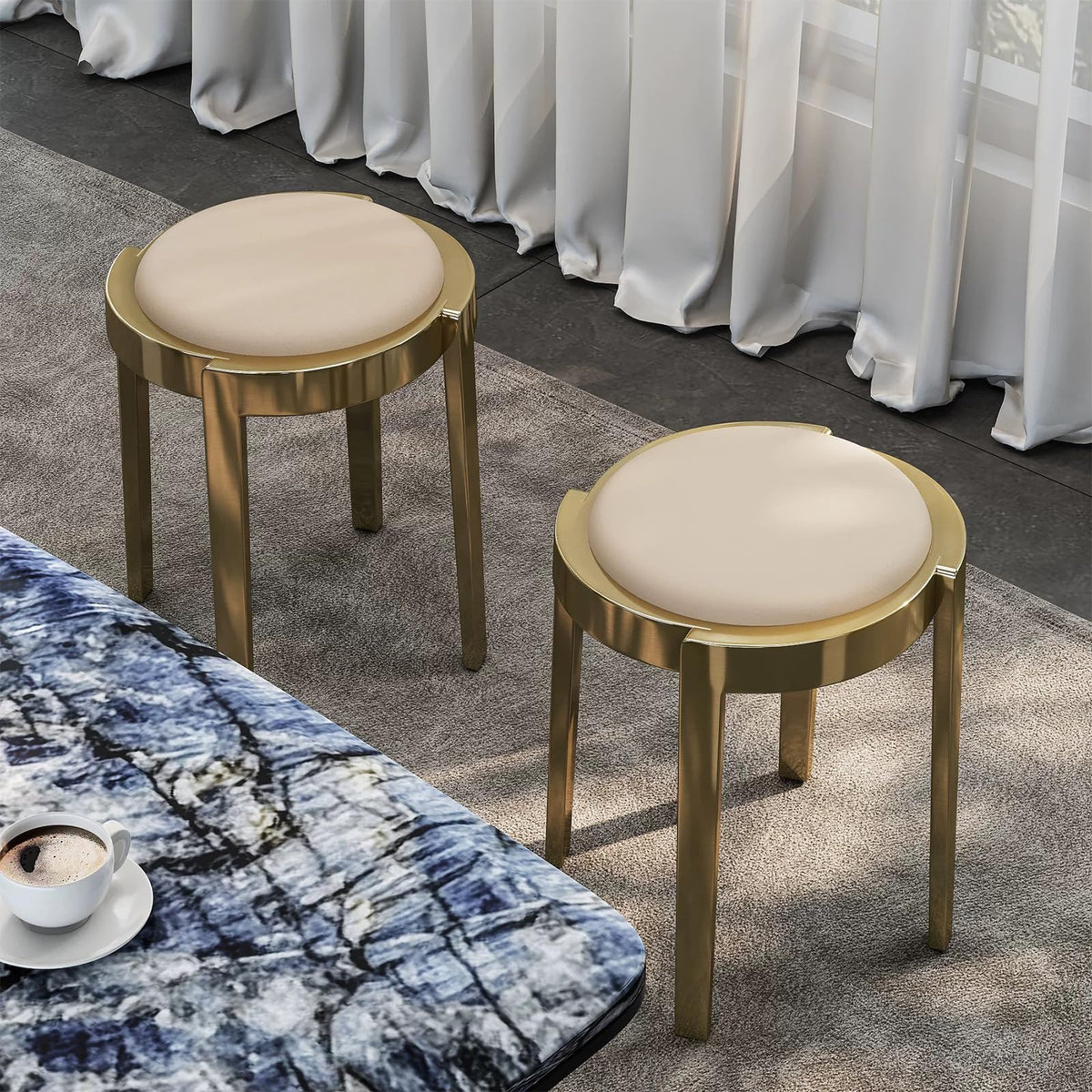Round Stackable Stainless Steel Stools T54629