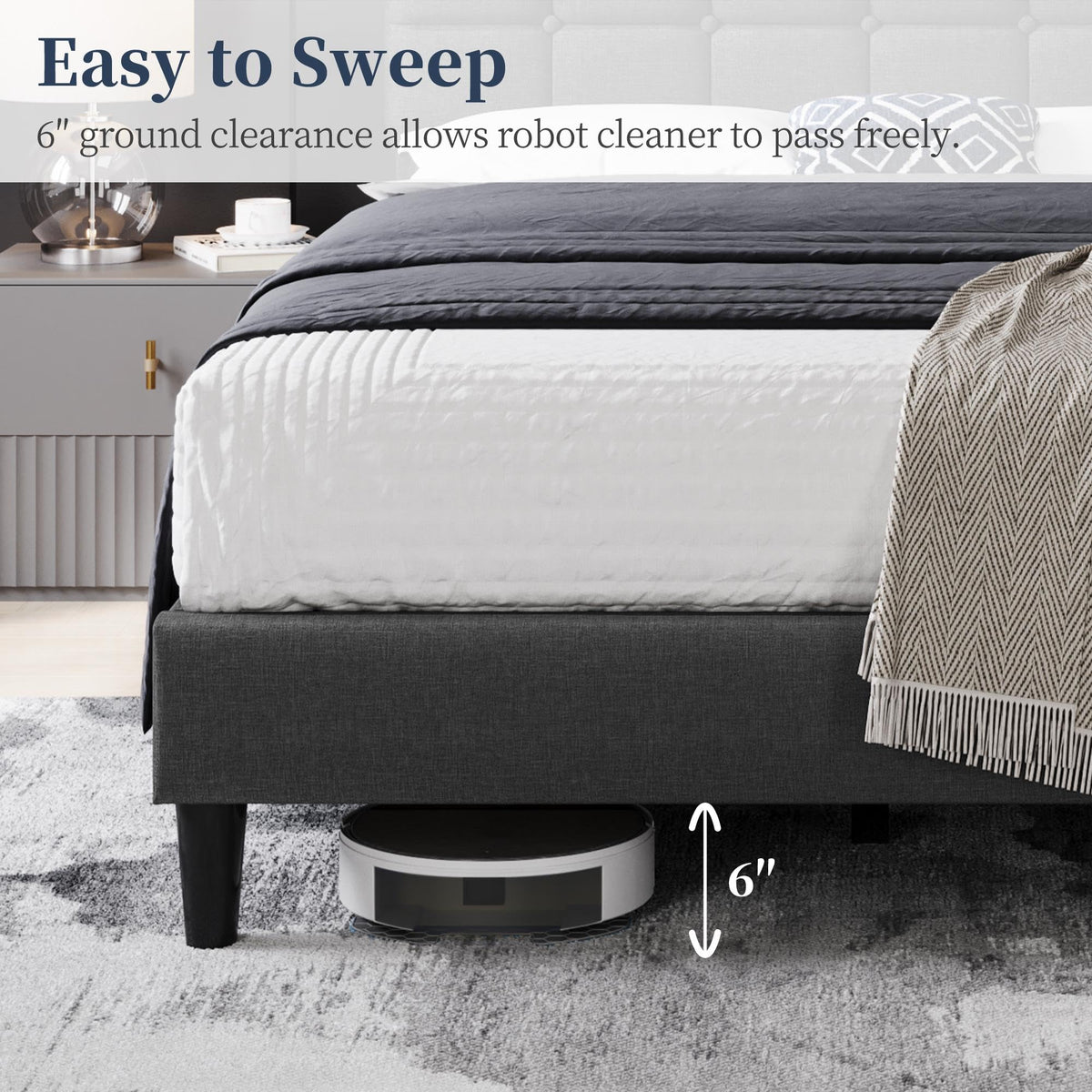 Full Size Upholstered Tufted Bed Frame with Headboard A8529