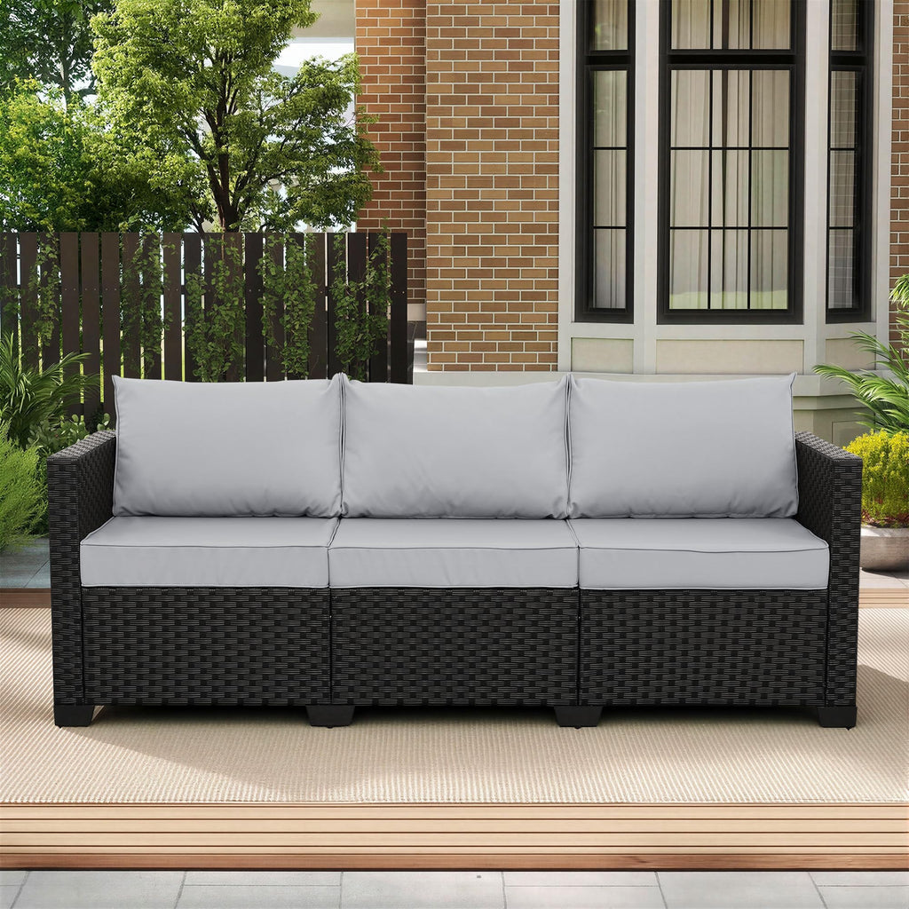 Light Grey 3-seat Outdoor Sofa with Waterproof Cover R2463
