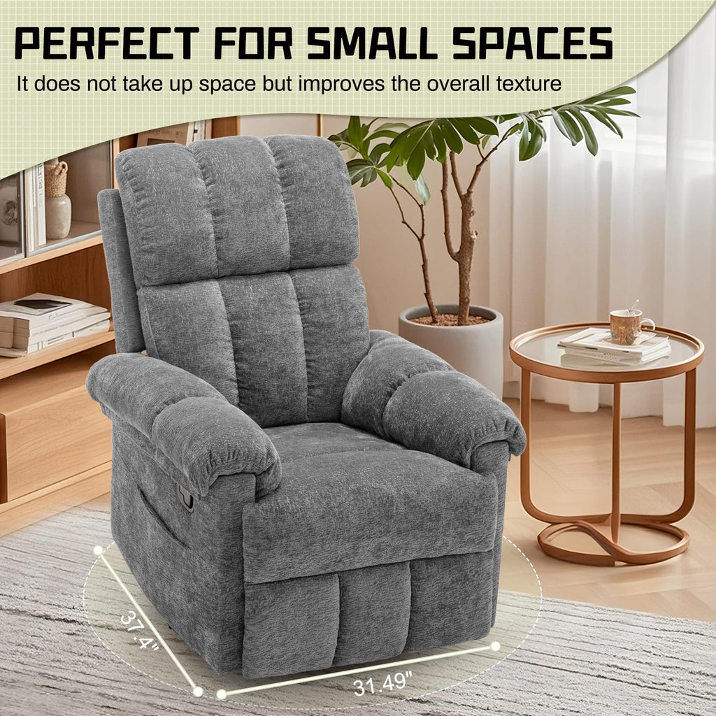 Grey Chenille Swivel Rocker Recliner Chair H455230