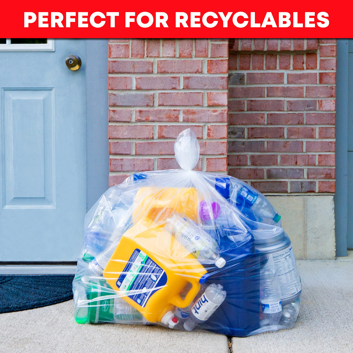 60 Gallon Heavy Duty Clear Trash Bags 150 Count A323