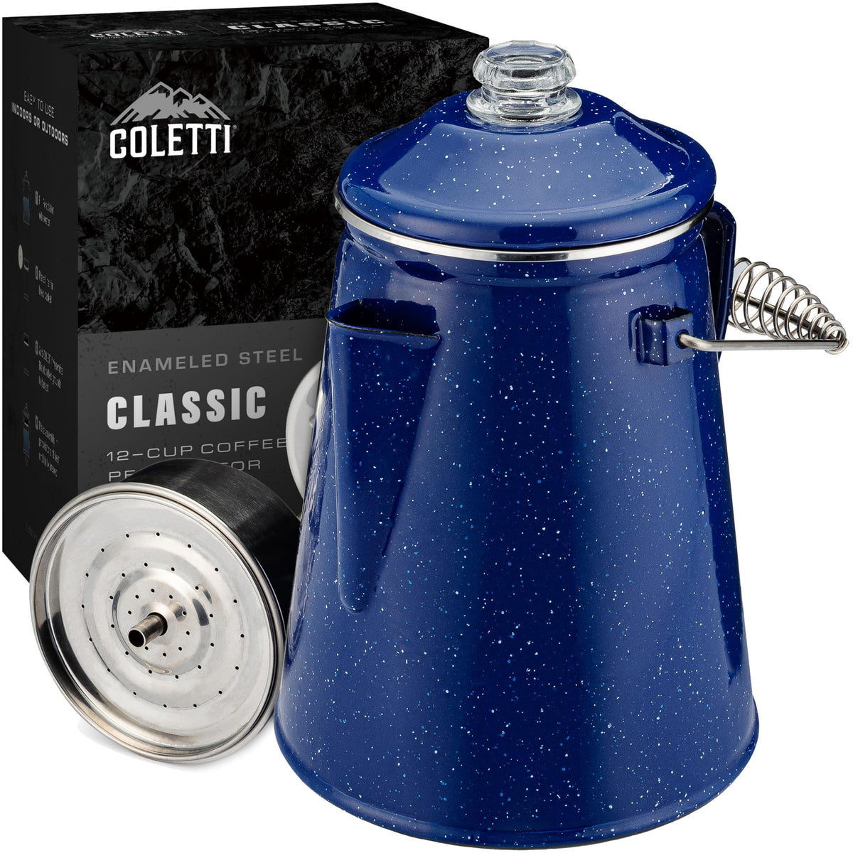 Blue Enamel 12 Cup Percolator Coffee Pot T454921
