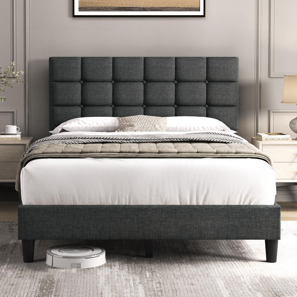 Full Size Upholstered Tufted Bed Frame with Headboard A8529