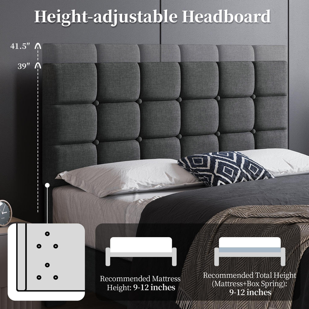 Full Size Upholstered Tufted Bed Frame with Headboard A8529
